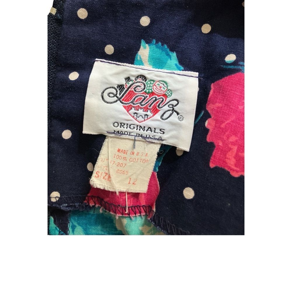 Vintage Lanz Dress Size 12 80s Floral Polka Dot Retro Mixed Print Romantic - Picture 5 of 5